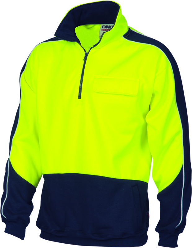 DNC Hi Vis Half Zip Hi-Neck Fleecy